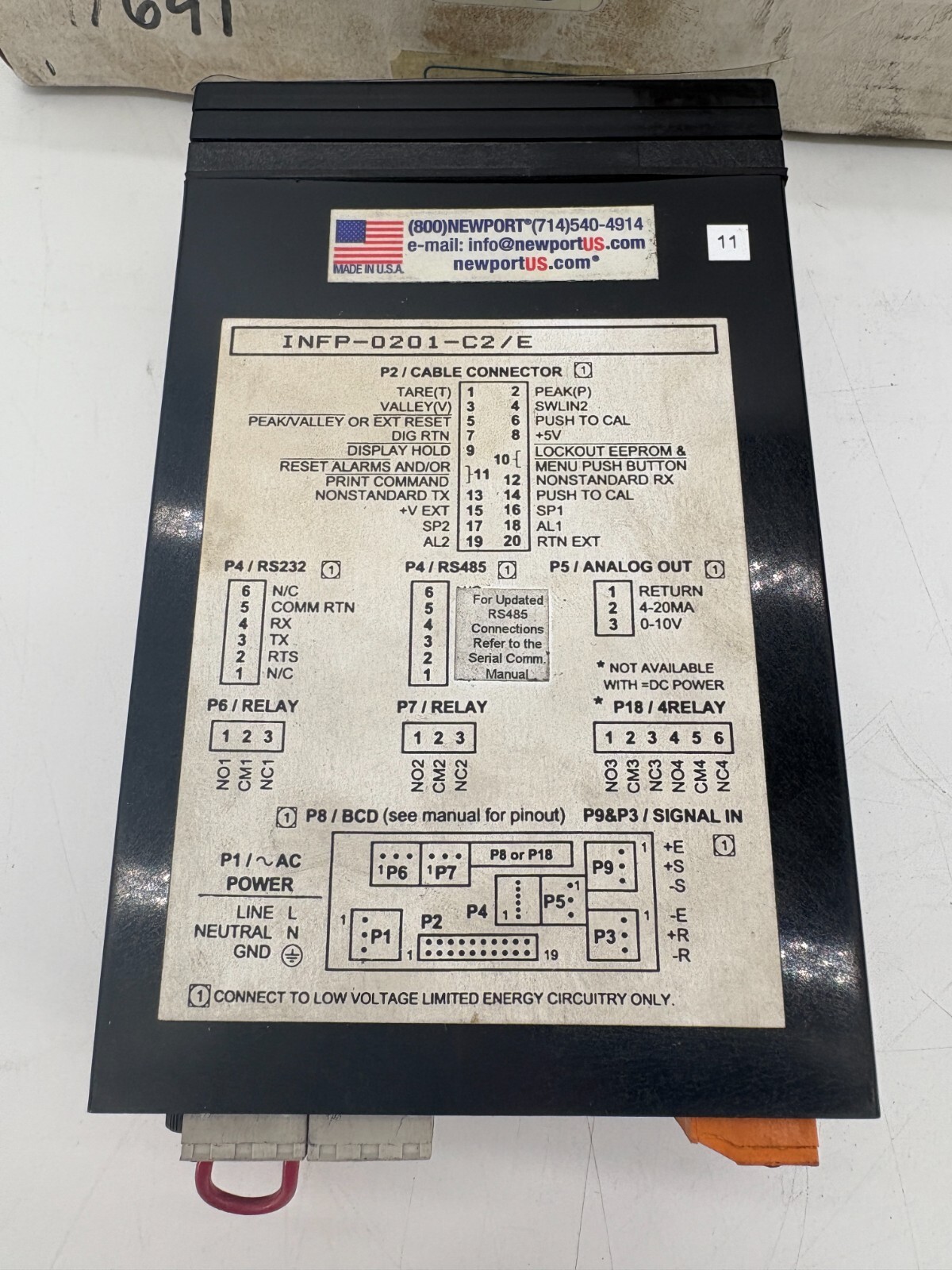 Newport Electronics INFP-0201-C2/E Panel Meter 115V 11W