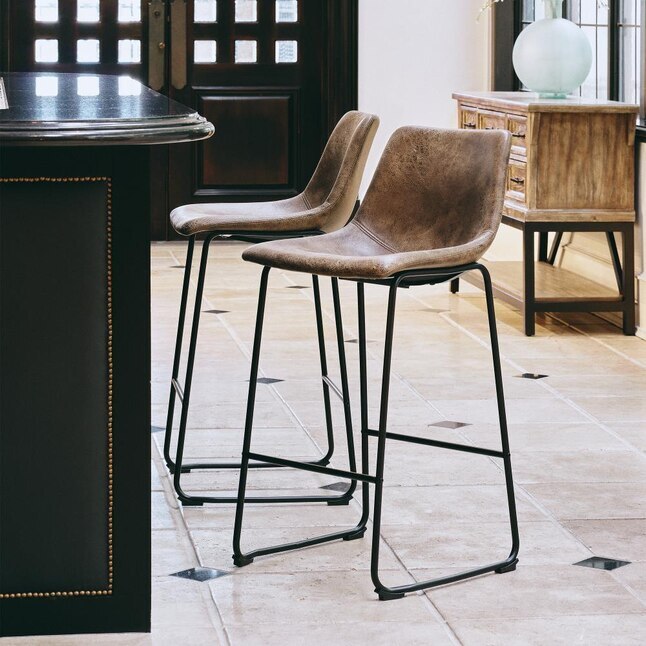 Picket House Furnishings 29''  Walnut Bar height Upholstered Bar Stool  Set of 2