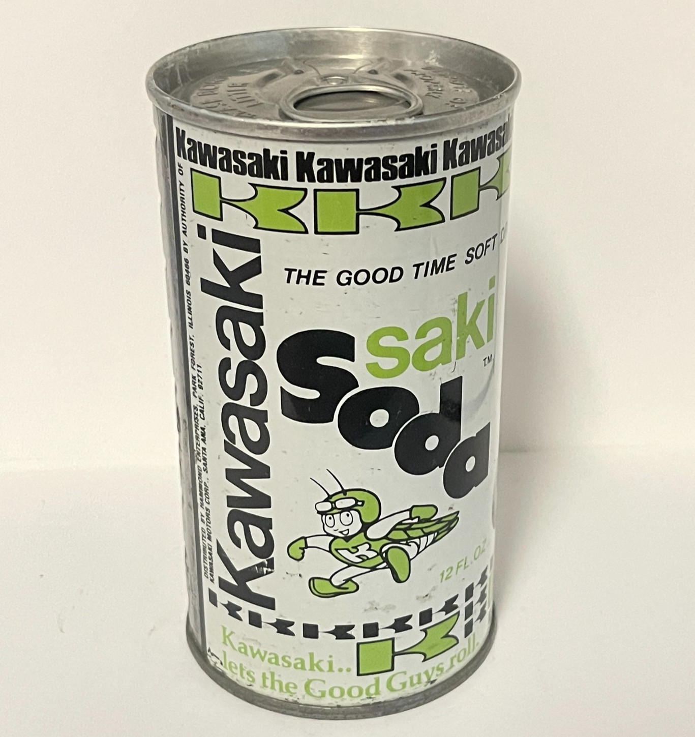 KAWASAKI SAKI SODA Pop can soft drink STEEL CAN from 1960s / 1970s PULL TAB RARE