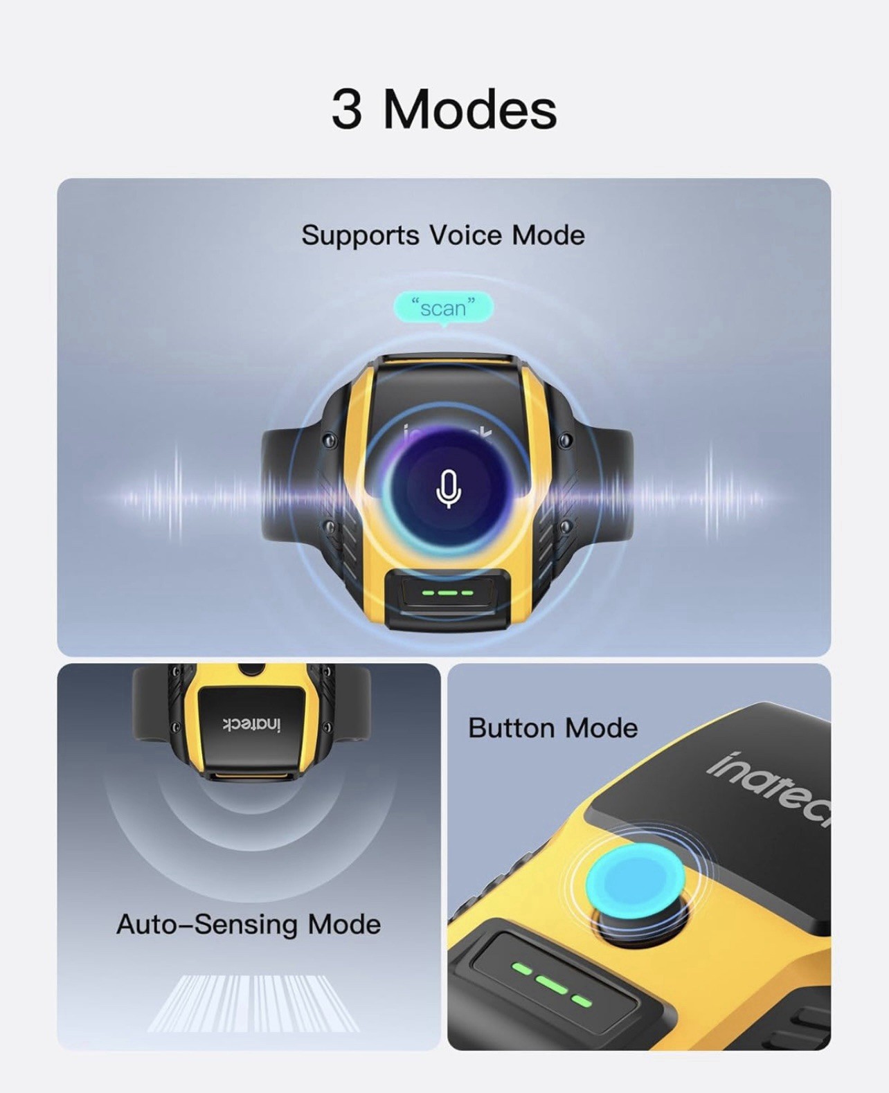Wearable Hands Free Barcode Scanner Watch 2D QR Reader Wireless Bluetooth