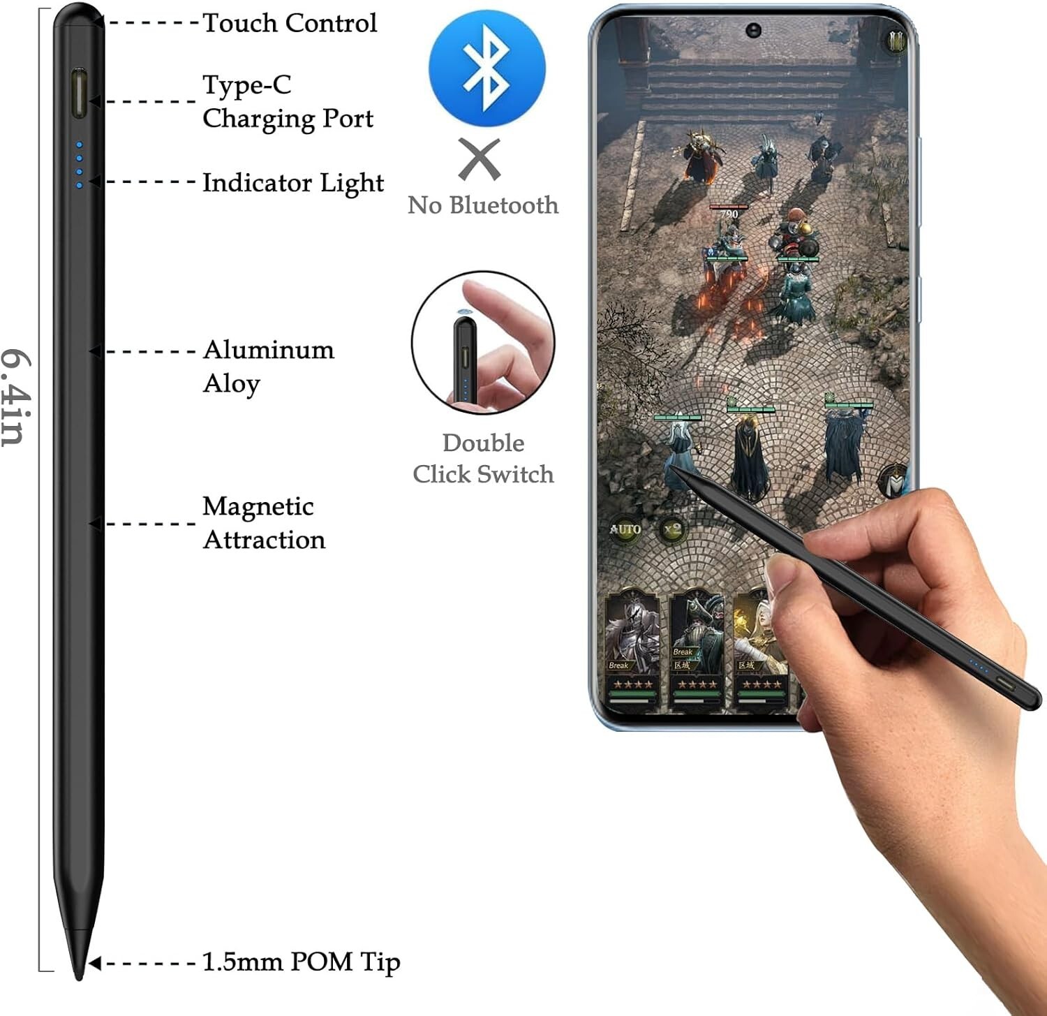 Universal Rechargeable Pencil for iPhone/iPad/Samsung/Android/Tablet Smartphone