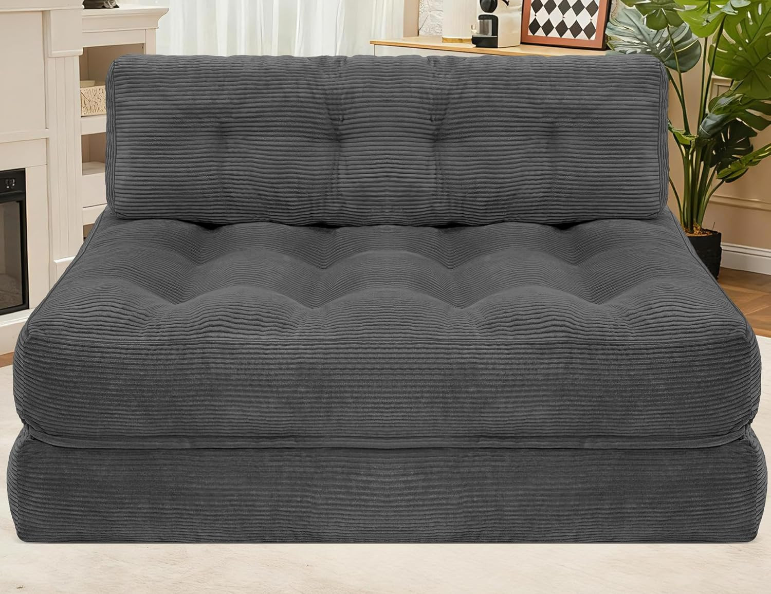 Folding Sofa Bed, Foldable Floor Sofa Lounge W/Dual-Pillow & Handle, Convertible