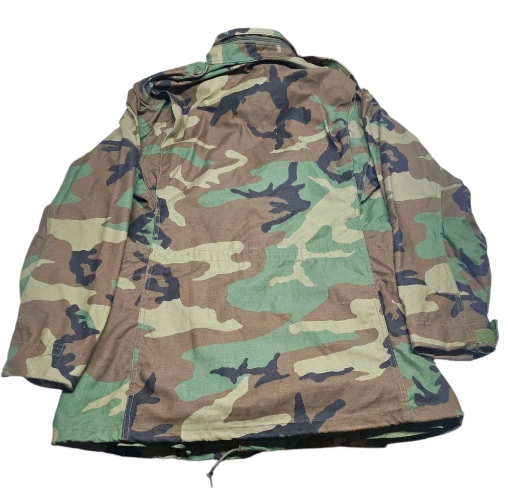 Vtg 91 US Army M65 Field Jacket Cold Weather Woodland Camouflage Sz SL