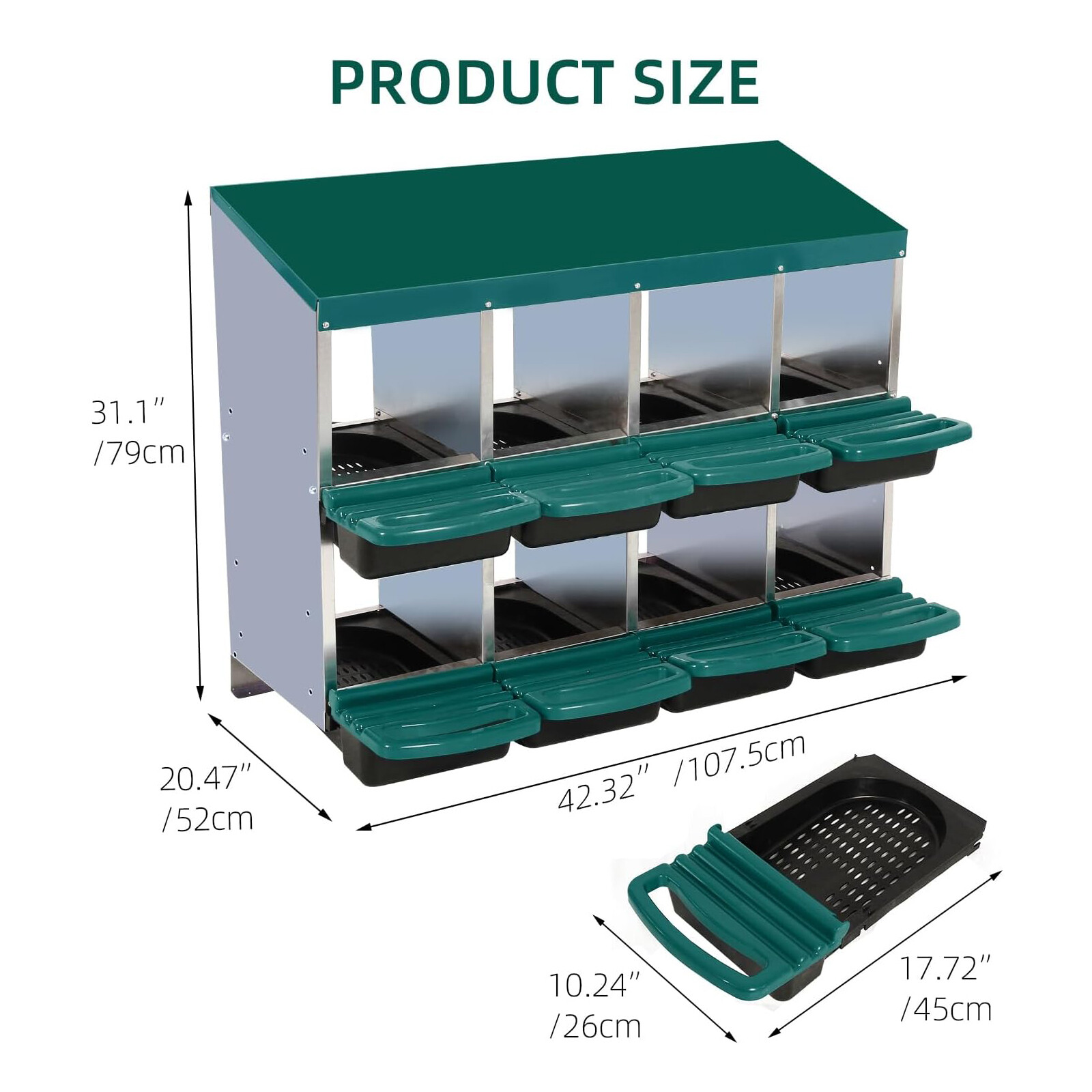 2 Tier 8/10 Compartments Chickens Nesting Box for Laying Eggs With/Without Legs