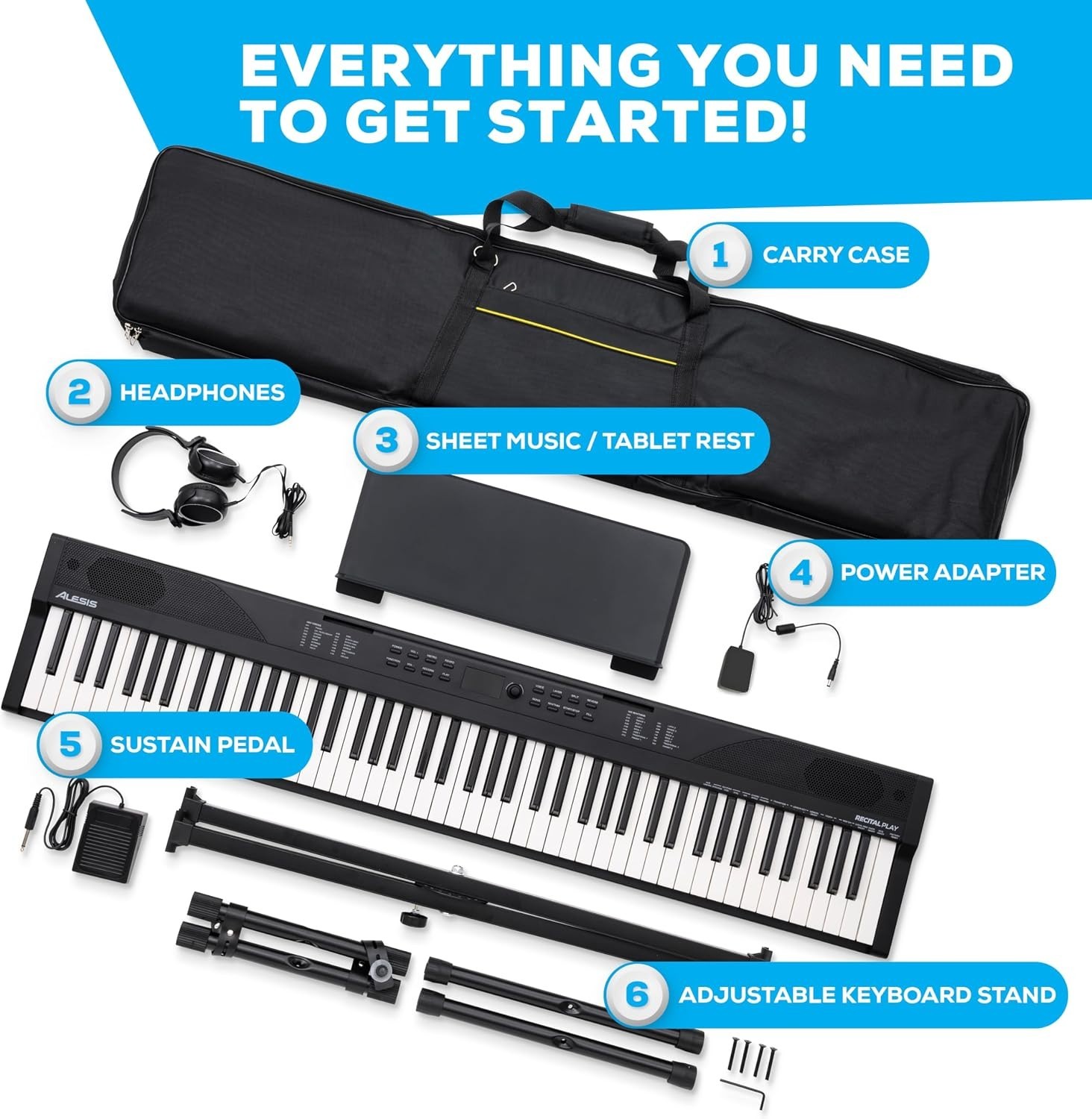 Complete Bundle: 88-Key Keyboard with Accessories