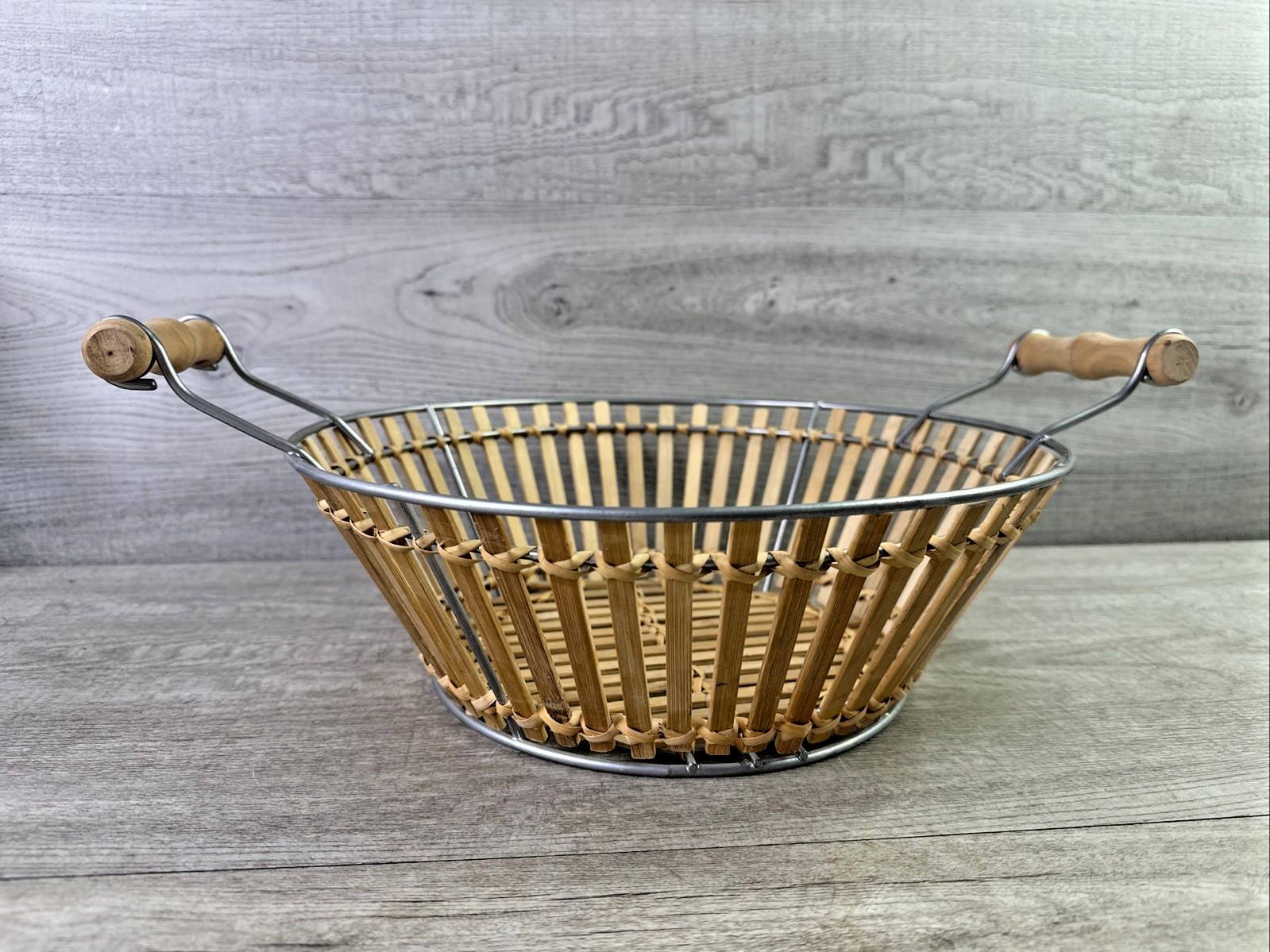 Unbranded Wicker Basket W/Handles Metal Frame