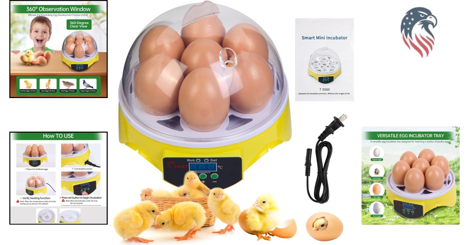 Lightweight 7-Egg Incubator - Automatic Temperature & Manual Humidity Control