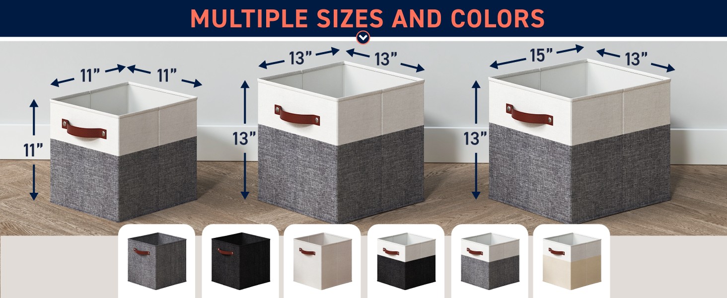 13 x 13 Storage Cube Bins, Foldable Collapsible Fabric Storage Bins Box Linen