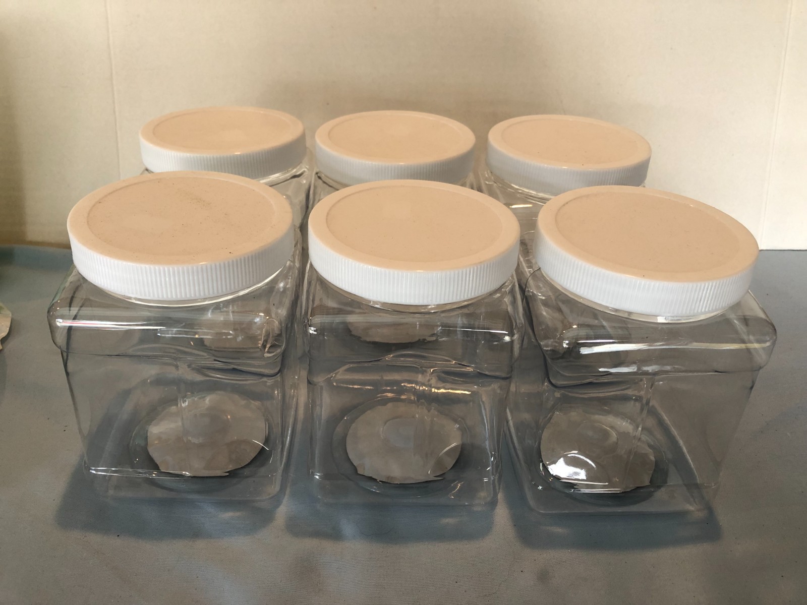 LOT of 6 Tool Shop 32 oz Clear Grip Plastic Jar #G12