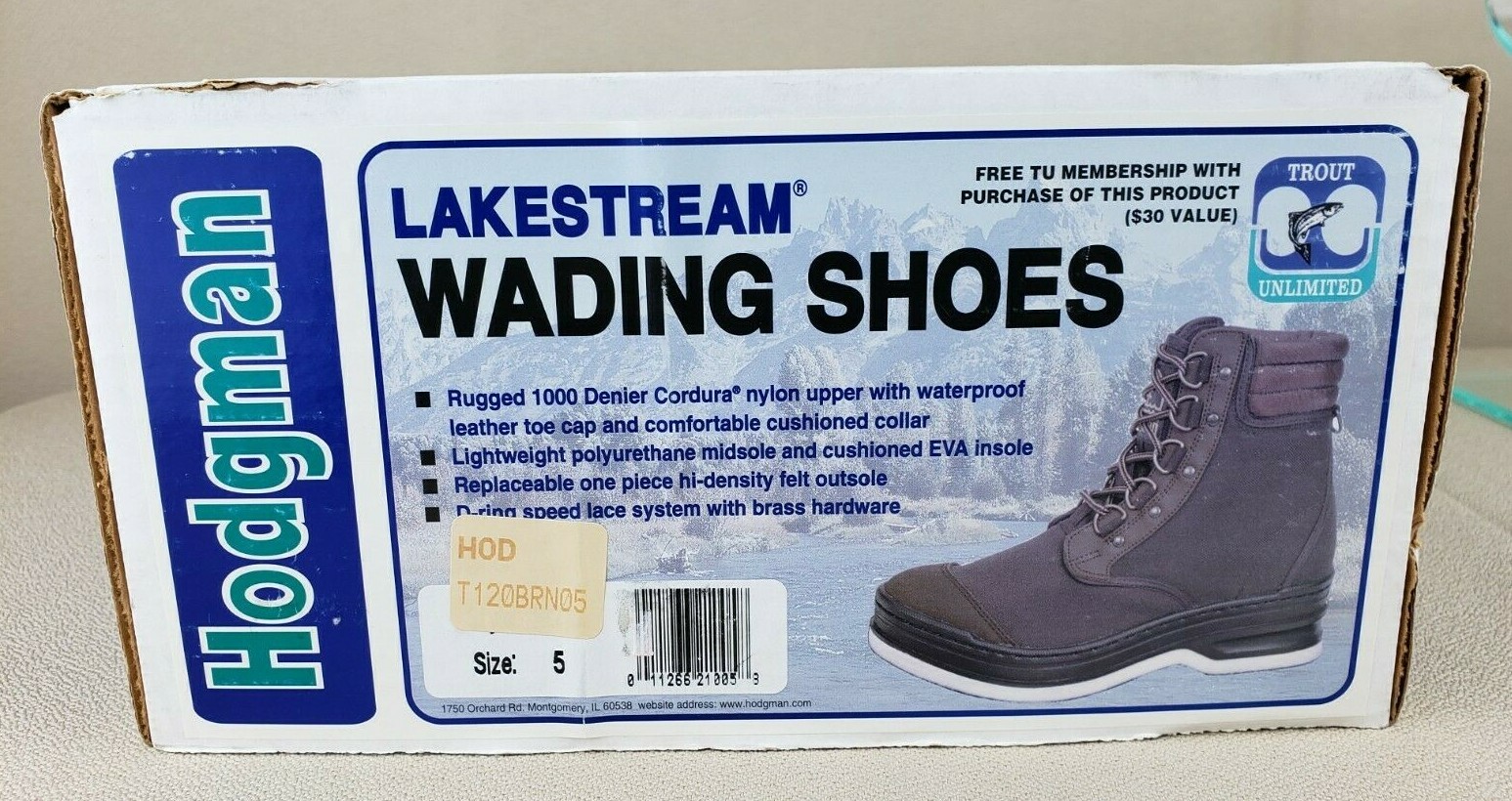 Hodgman 19210 Felt Bottom Lakestream Wading Fly Fishing Boots Men's Size 5