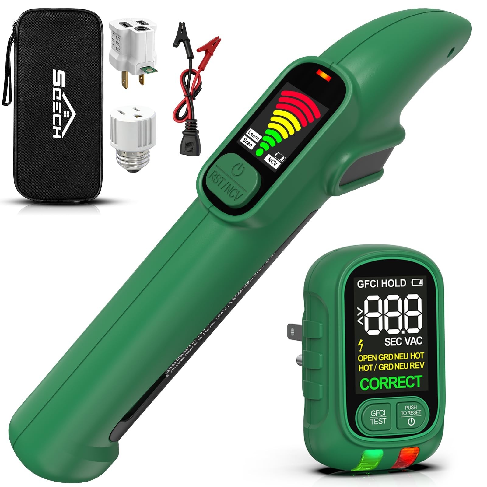 SQECH Circuit Breaker Finder Tool GFCI Outlet Tester Kit with LCD Screen | Di...