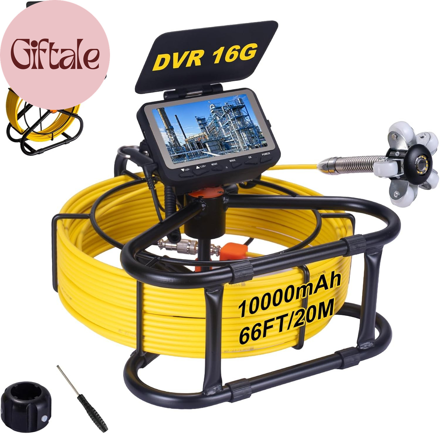 Sewer Camera 66Ft,Drain Pipe Camera HD 4.3In Screen DVR 17MM Plumbing Snake Bore
