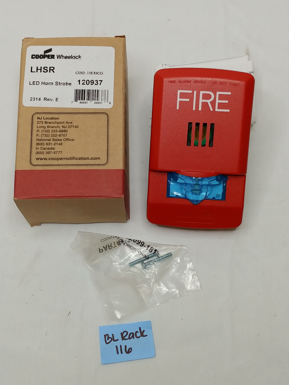 Wheelock #LHSR, Horn/Strobe, 24 VDC, LED, Multi-Candela, Red, Wall Mount