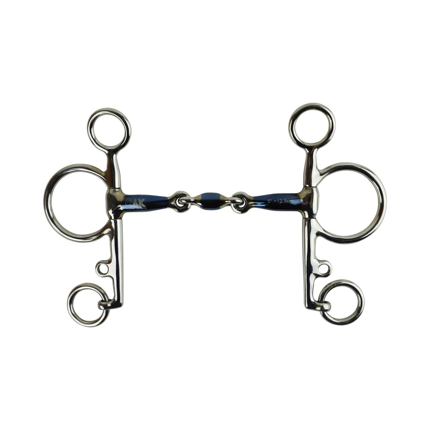 AK Pelham with Double Jointed Bit in Sweat Iron Horse Riding Bits