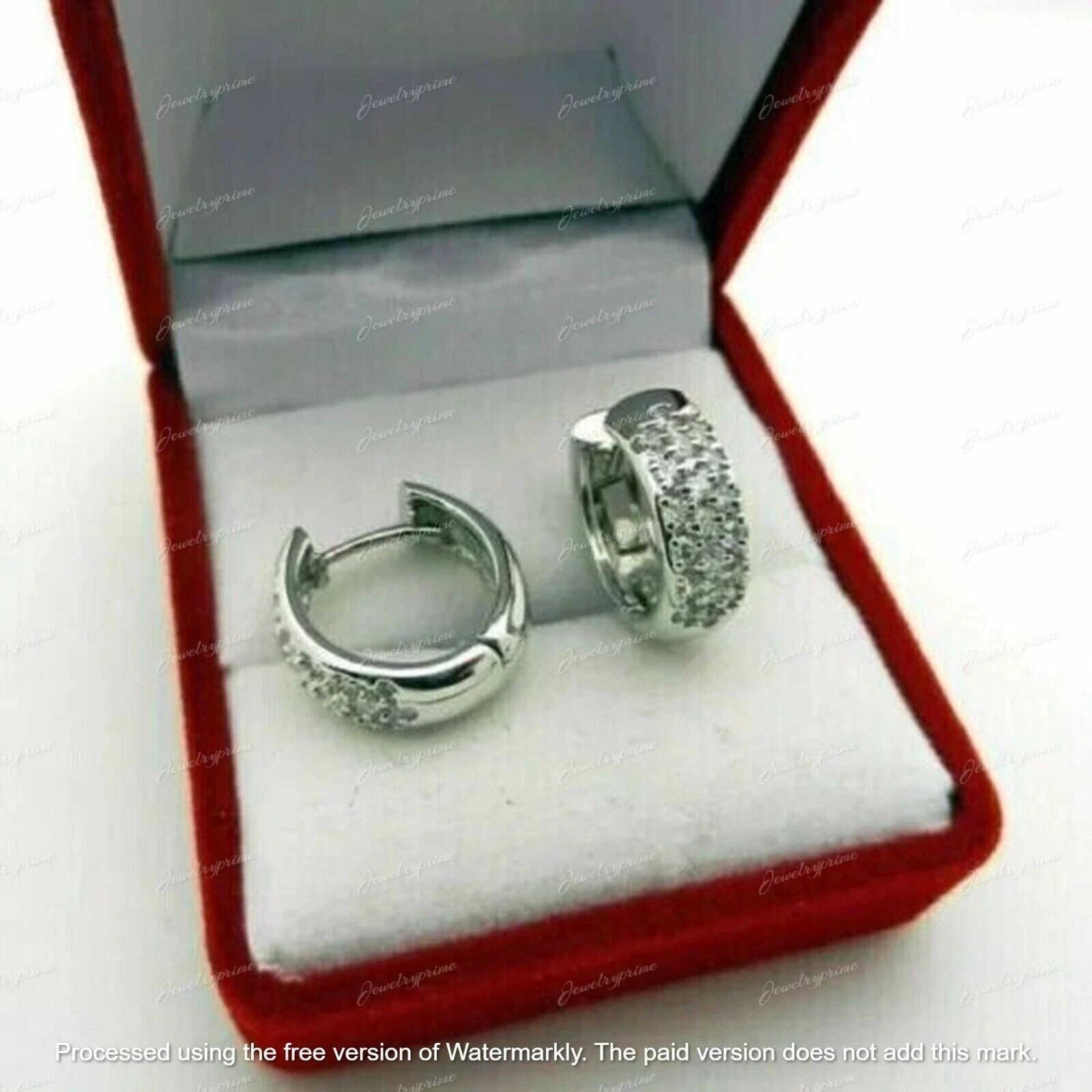2.00CT Round Cut Lab Created Diamond Men's Hoop Earrings 14K White Gold Plated