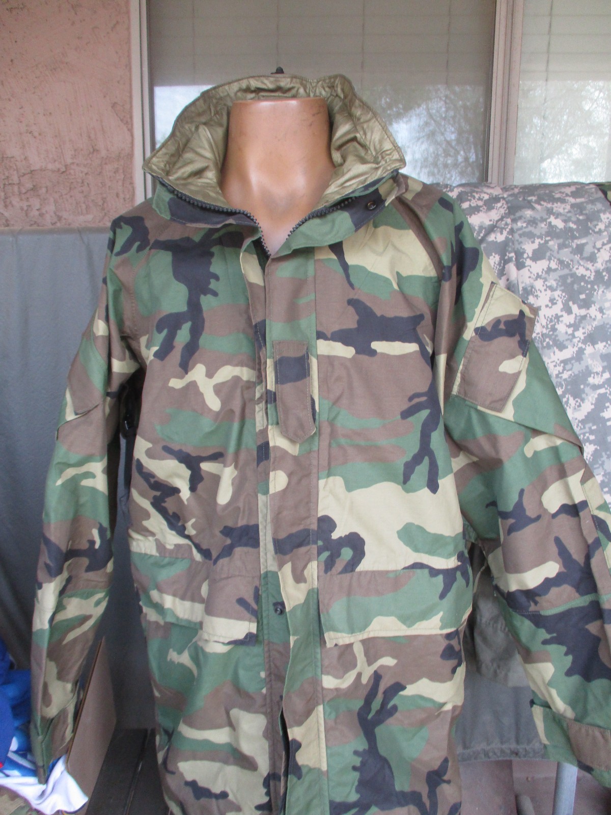 USMC 2nd Pattern Woodland BDU Gore Tex Rain Jacket, ECWCS Parka, MEDIUM LONG