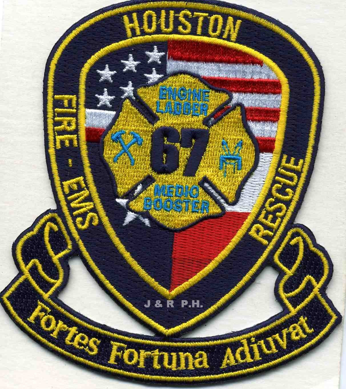 Houston Station - 67  "Fortes Fortuna Adiuvat", Texas (4" x 4.5") fire patch