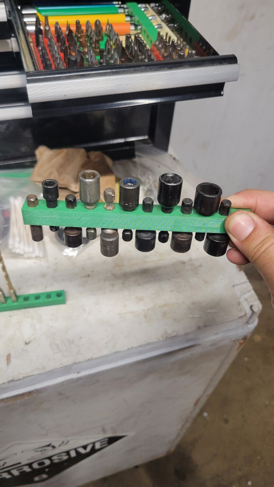 GREEN Tool Bit Organizer For 1/4" HEX BITS