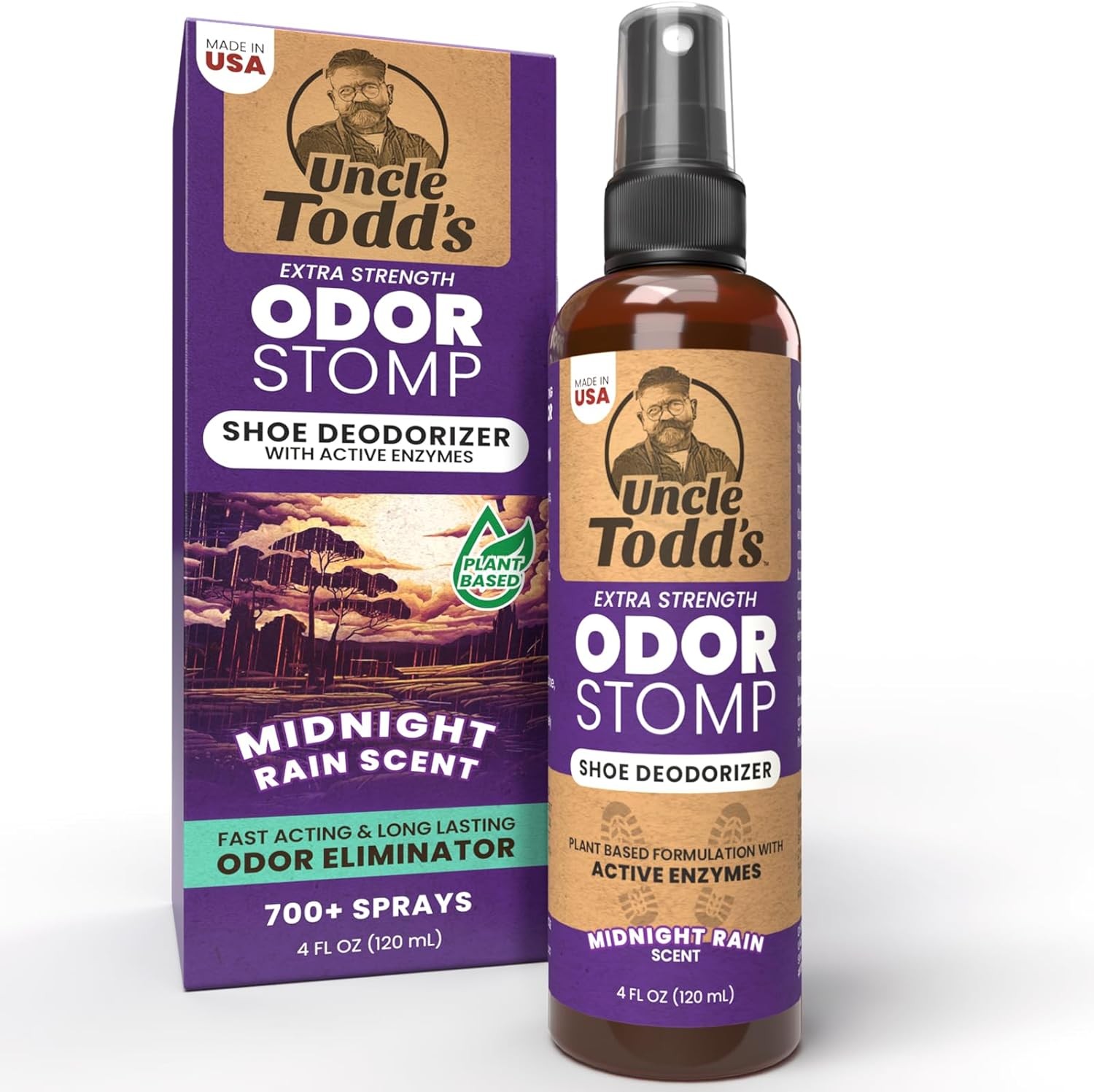 Uncle Todd's Shoe Deodorizer Spray - Proven & Powerful Enzyme Formula Spray for