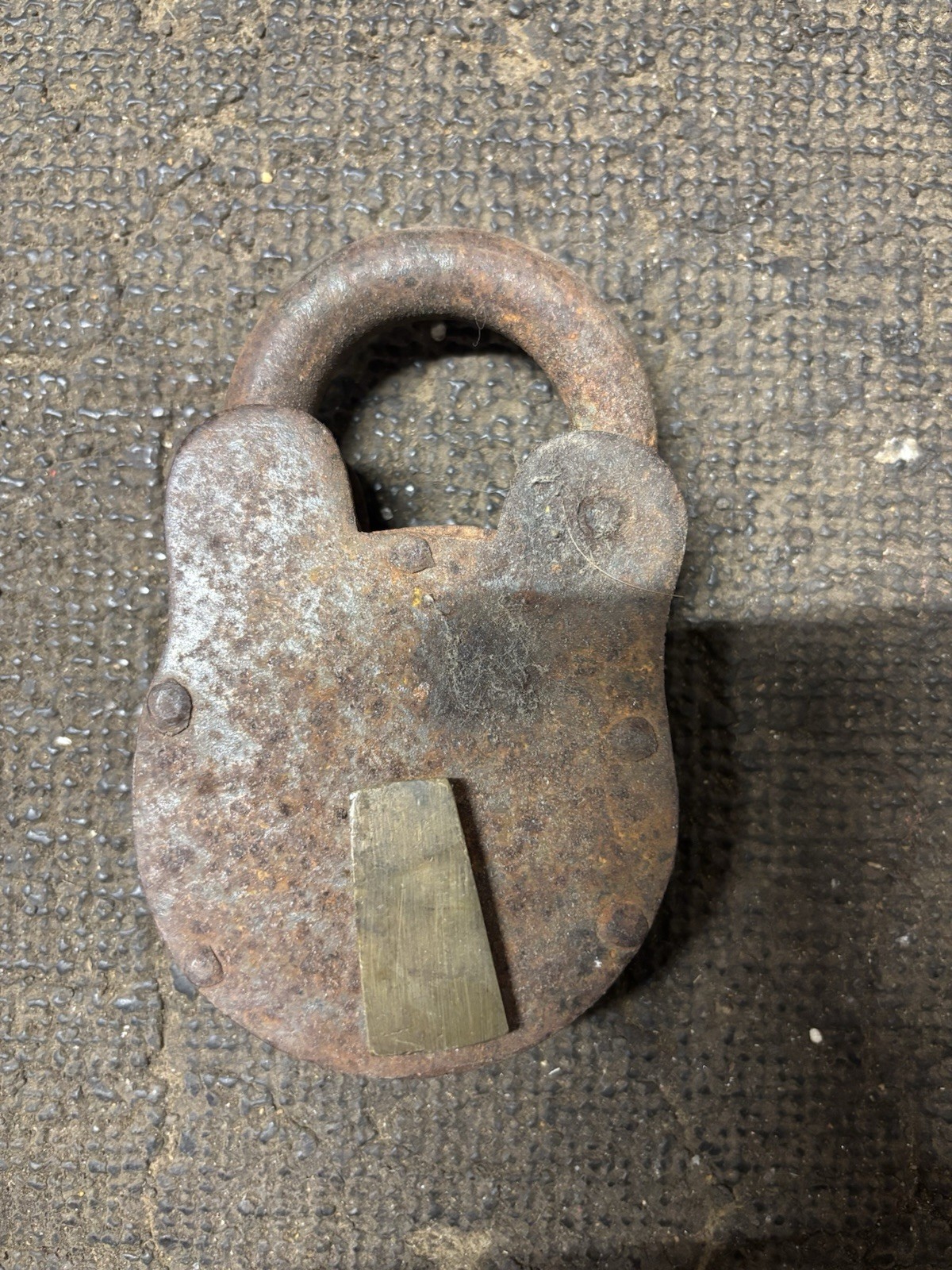 Old Steel Lock with Brass Key Cover No Key