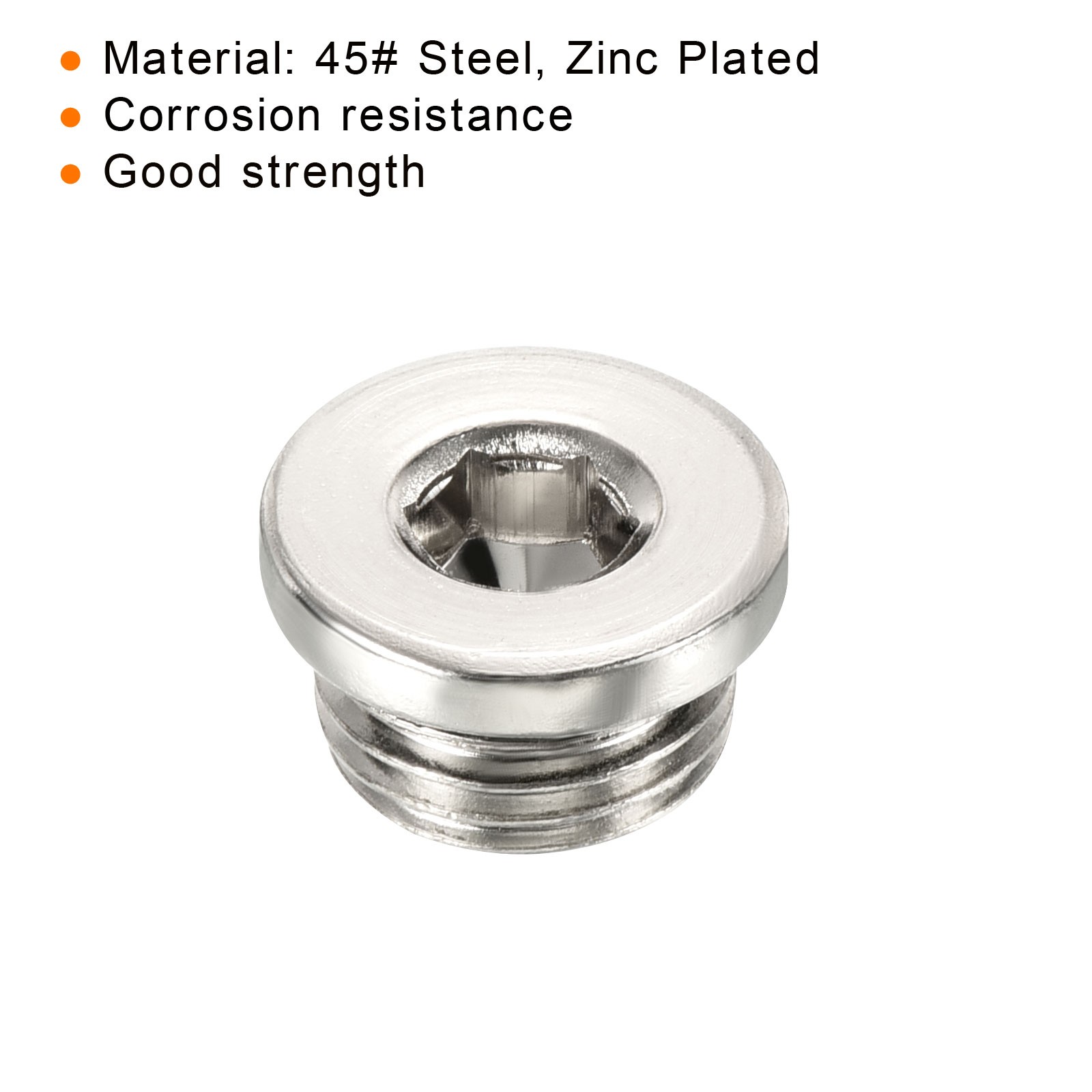 G1/4 Hex Head Pipe Fitting Plug, 6 Pack Male Thread 45# Steel Plug