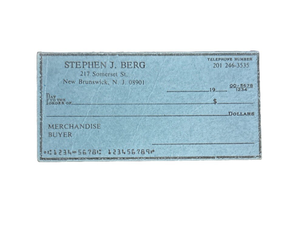 Stephen J. Berg  of New Brunswick, NJ Check