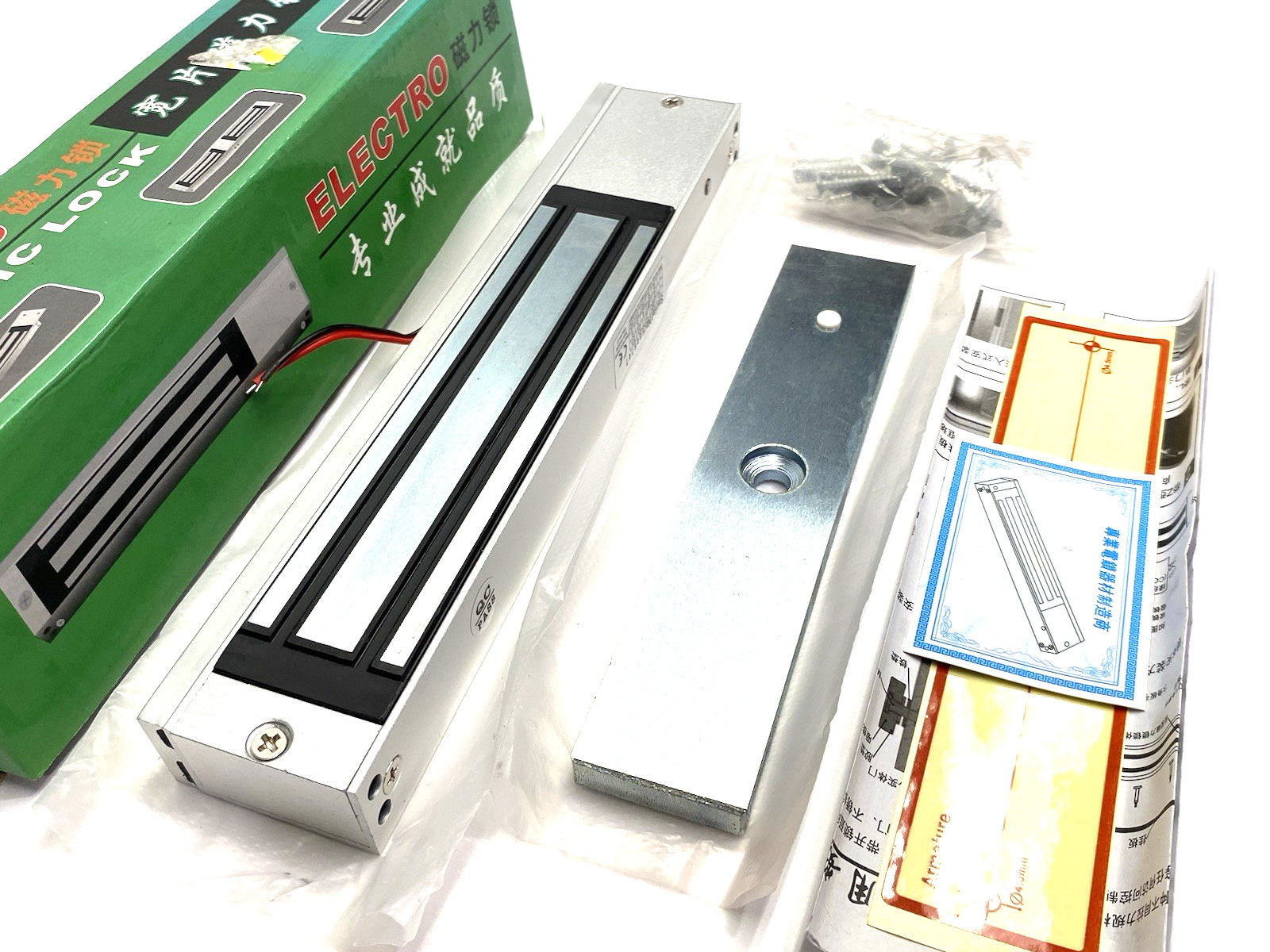 571334 Surface Mount Electromagnetic Door Lock w/ LEDs, Hardware & Plate 12V