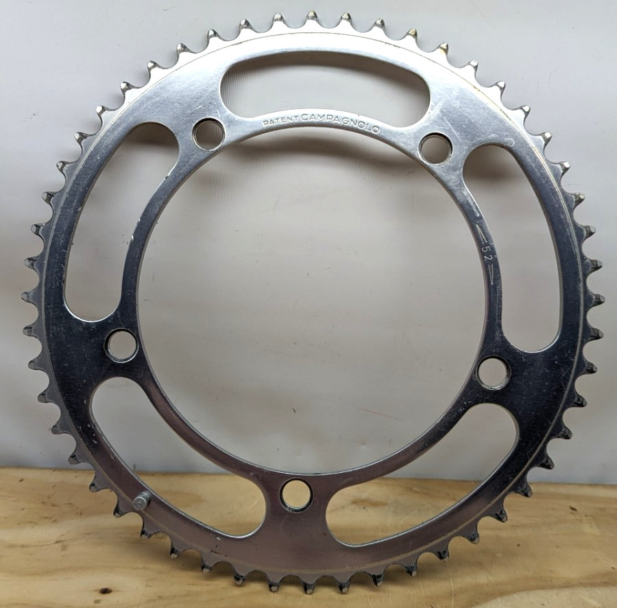 Vintage Campagnolo 52 tooth silver alloy chainring 5 bolt 144