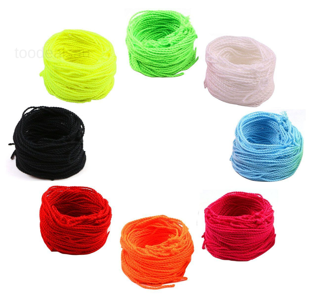 Florescent Lime Green, Yellow, Orange, Blue, Rose, Red, Black, White