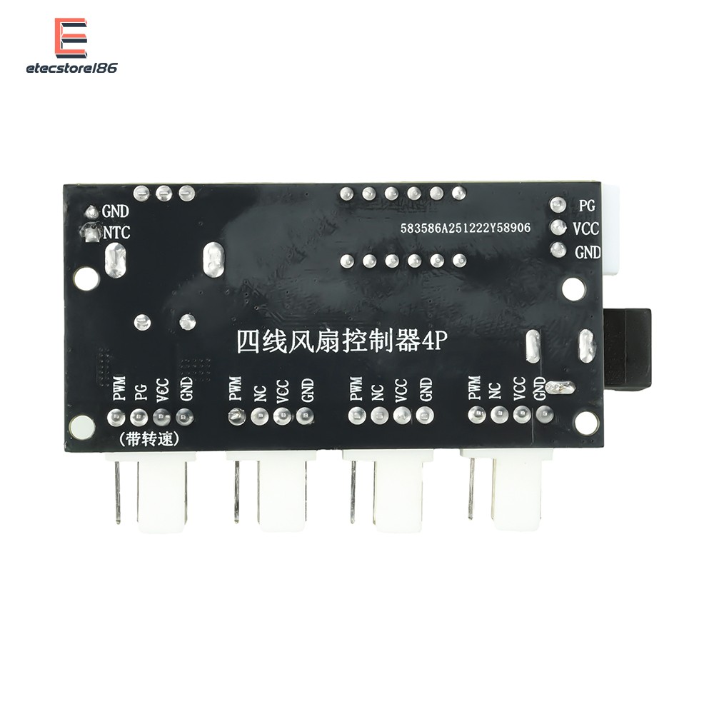 DC 5-24V 5A 4-way PWM Fan Speed Control Intelligent Temperature Control Module