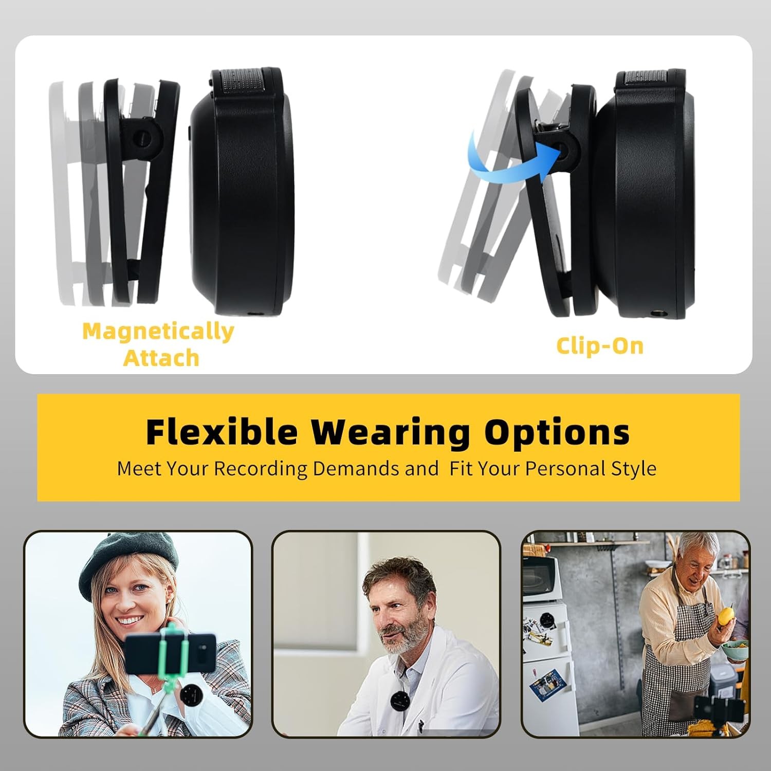 Magnetic Wireless Lavalier Microphone For Type-C Device Noise Cancellation 2 Mic