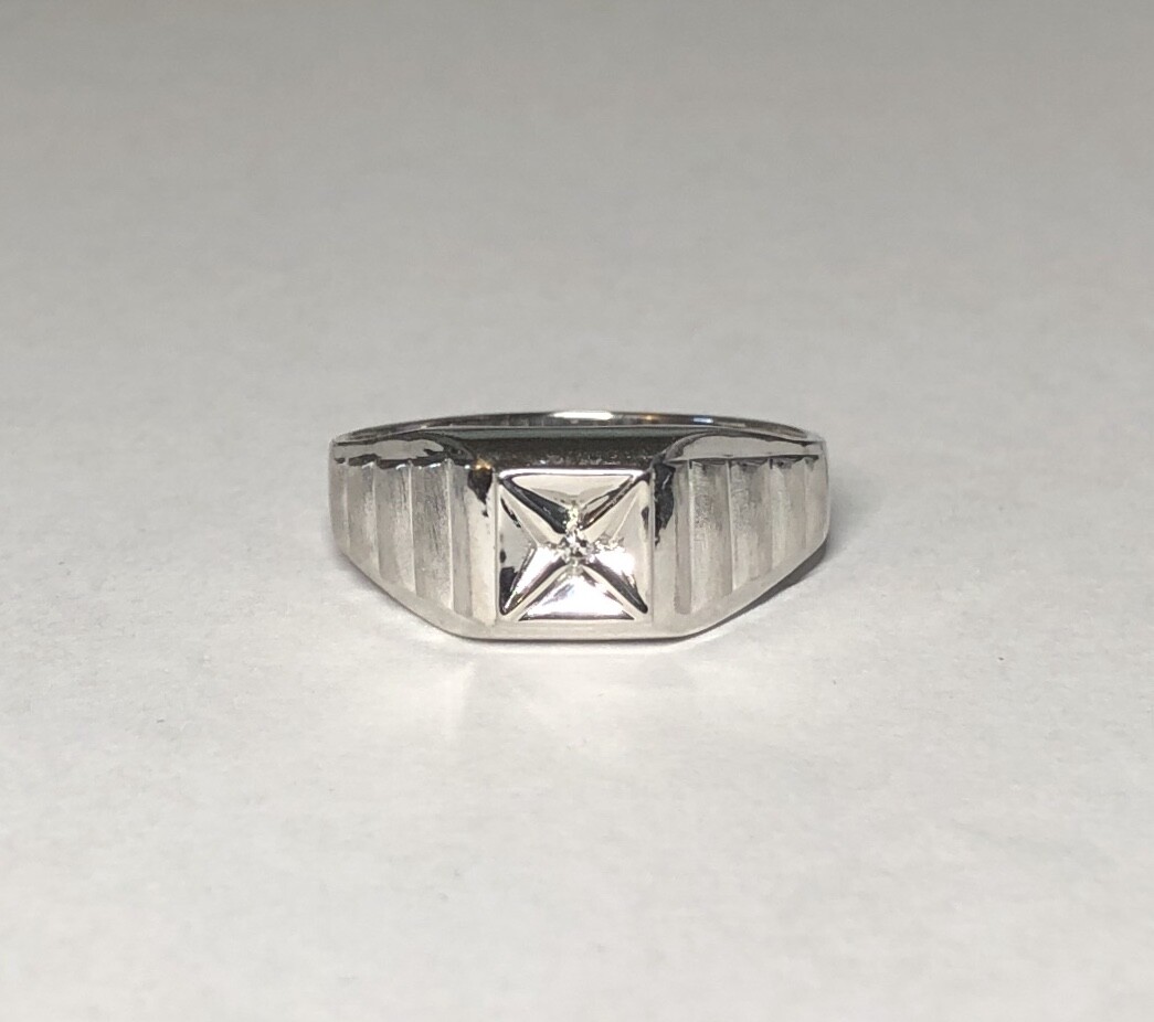 Sterling Silver Genuine Diamond Man's Solitaire Ring
