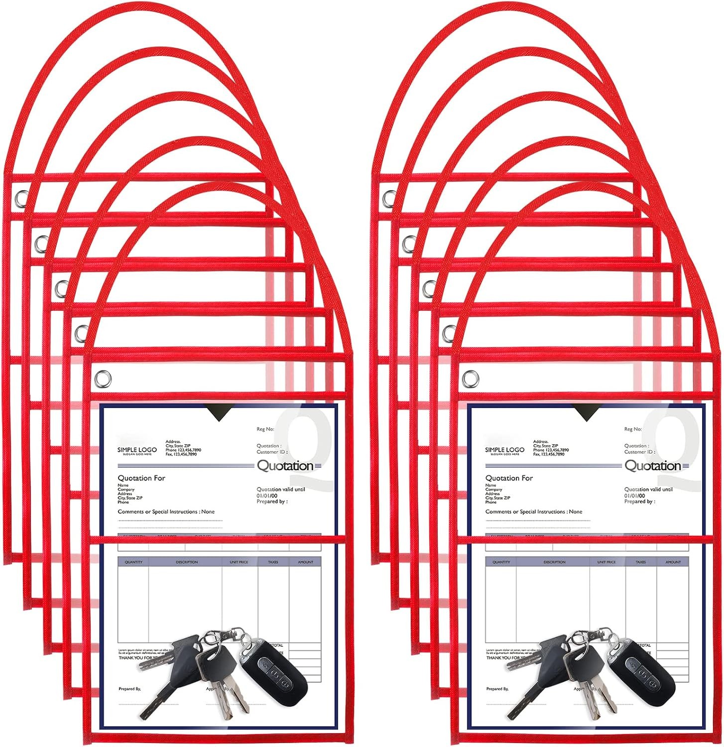 30 Pack Work Order Plastic Sleeves Repair 9 x 12 Inch Red