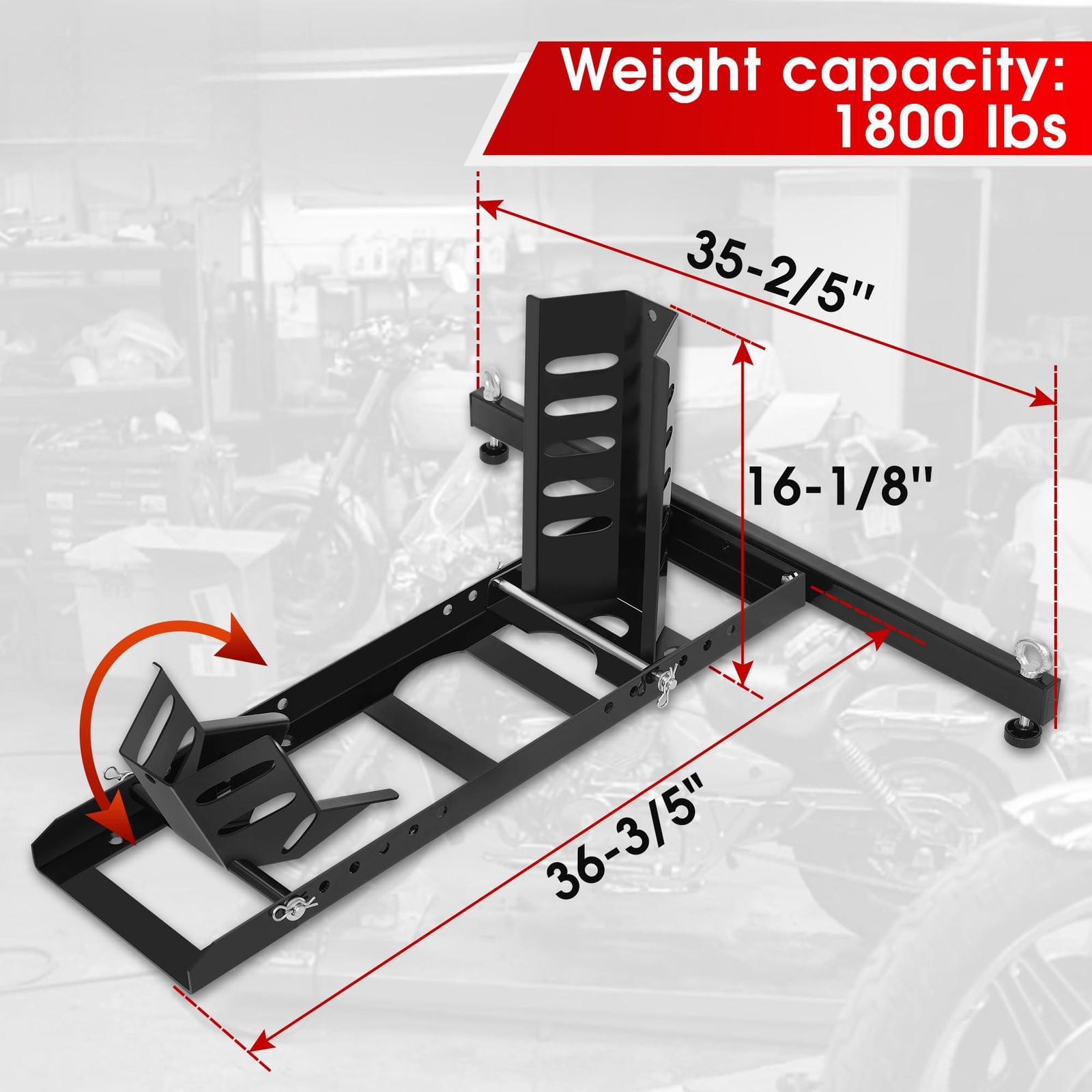 Adjustable Motorcycle Front Wheel Chock Stand Heavy Duty 15-22in 1800LB