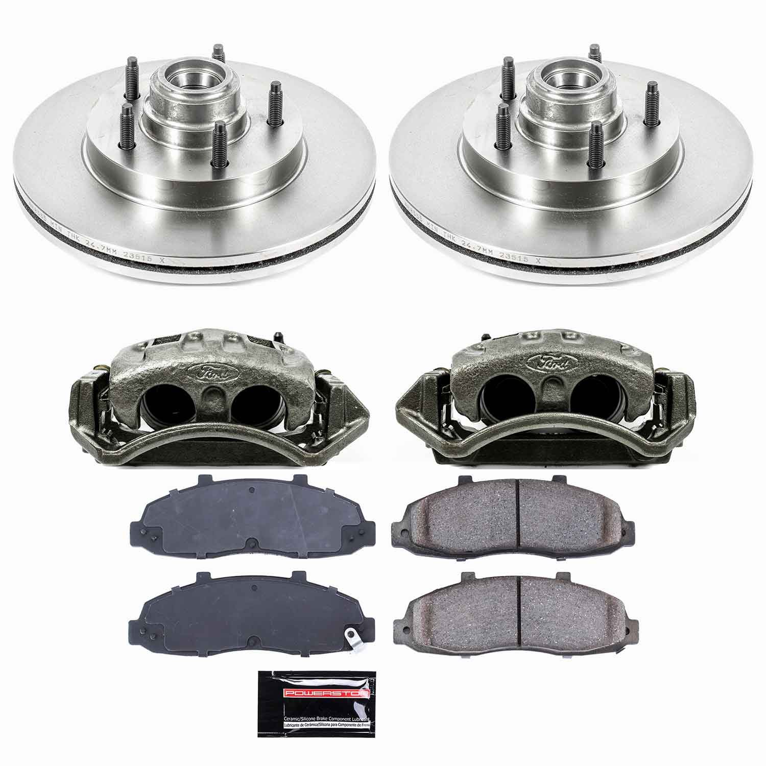 PowerStop OE Stock Replacement Low-Dust Ceramic Brake Pad, Rotor and Caliper Kit