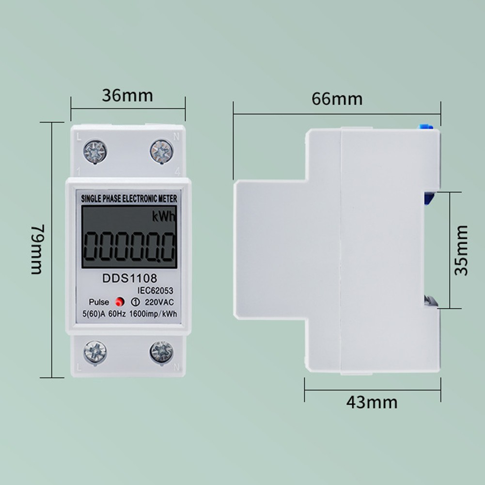 Power DDS1108 Single Phase Digital Meter AC220V 60A LCD Display