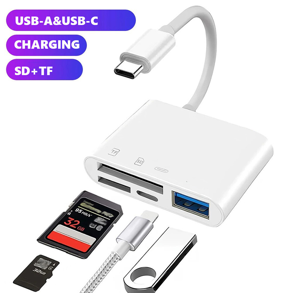 USB C 3 in 1 Hub Converter Type-C Adapter SD Card Reader For MacBook Pro Laptop