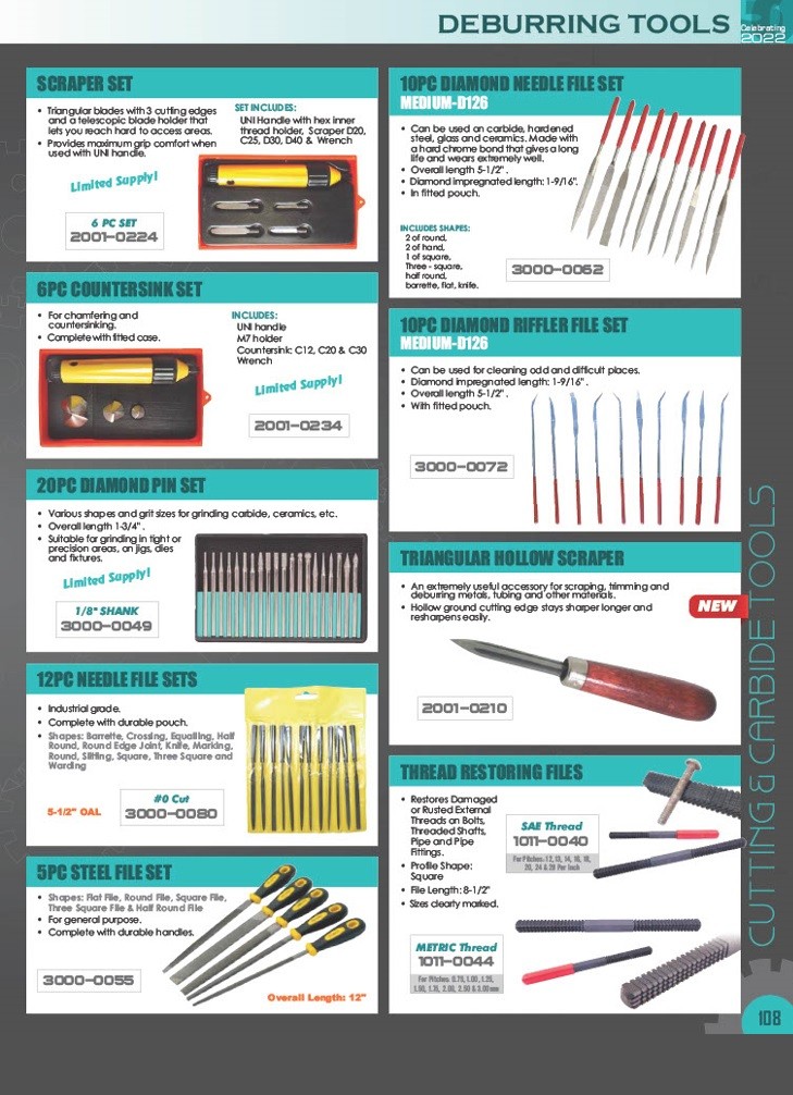 8 PIECE UNIVERSAL DEBURRING SET (2001-0223)