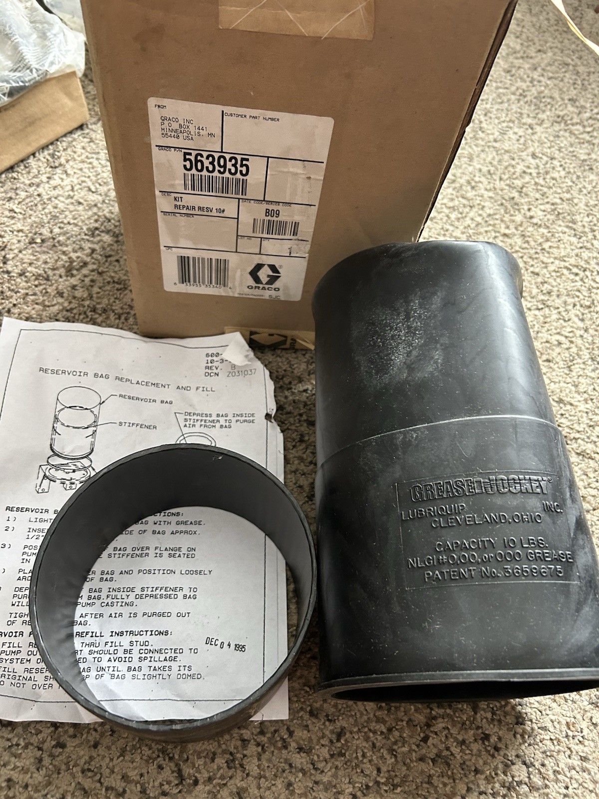 Grease Jockey 563935 Flexible Reservoir Rebuild Replacement Pump Bag Fill Lube