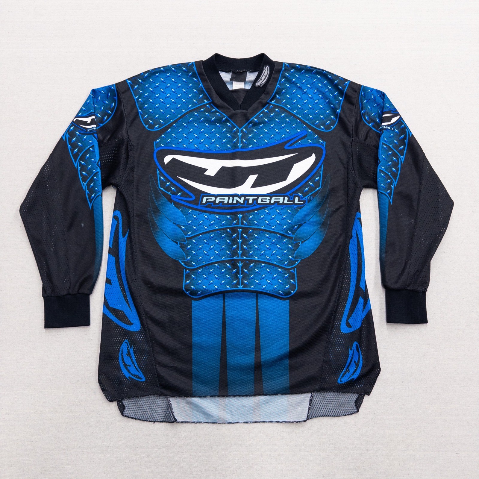 JT Diamond Plate Paintball Jersey Long Sleeve Black Blue Graphic Size Medium