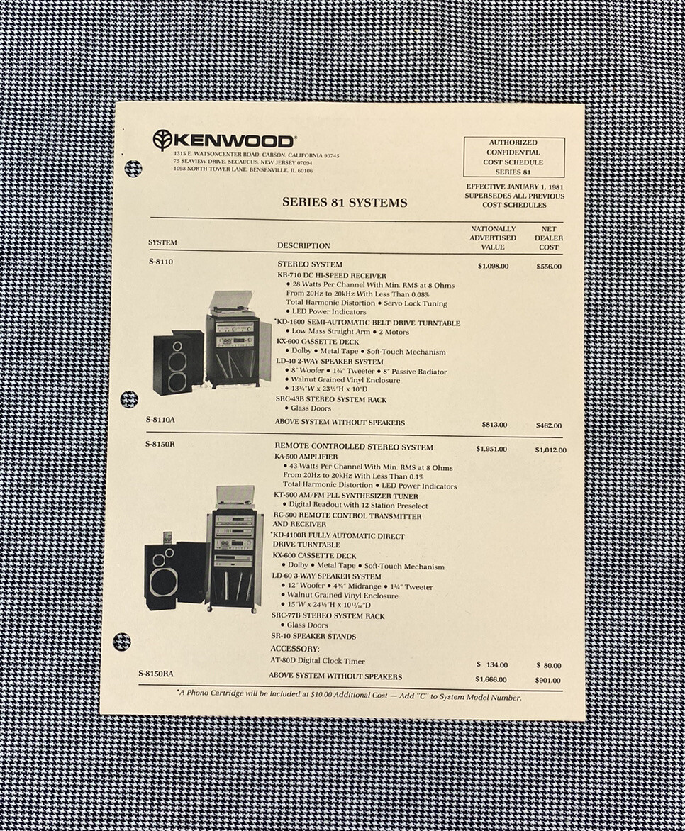KENWOOD SERIES 81 SYSTEMS INFORMATION BROCHURE JO197