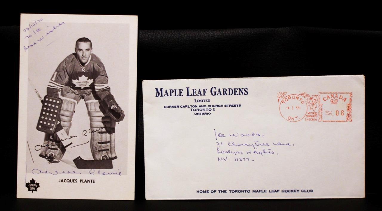 Vintage Jacques Plante Toronto Maple Leafs Signed Postcard Montreal Canadiens!