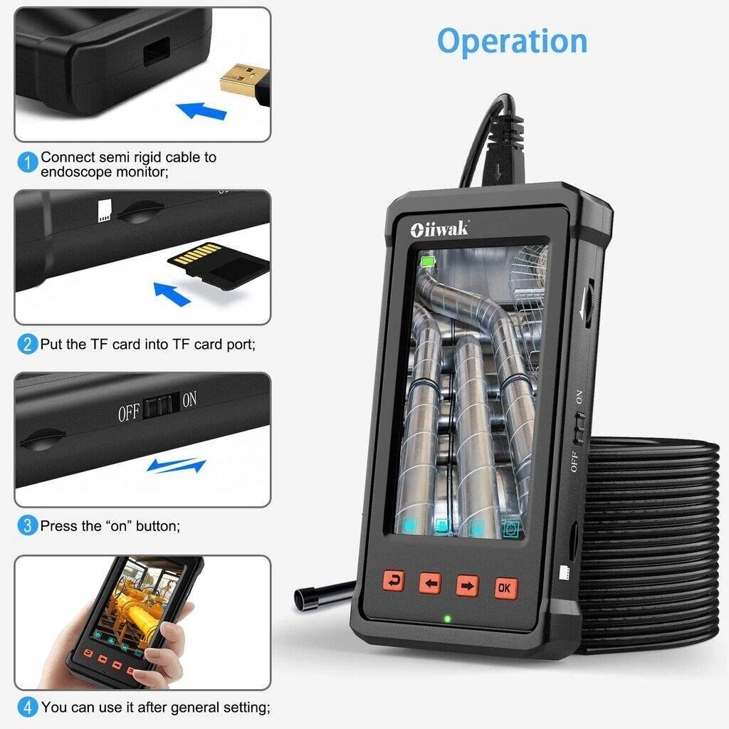49FT 8MM Endoscope Camera Articulating Borescope Inspection Camera 4.3" Screen
