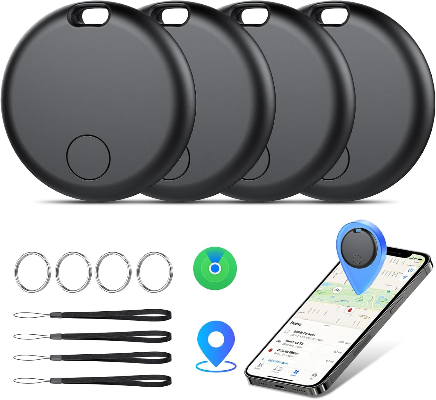 Air Tracker Tags-4 Pack: Smart Bluetooth Tracker, Item Finder Works with Apple F