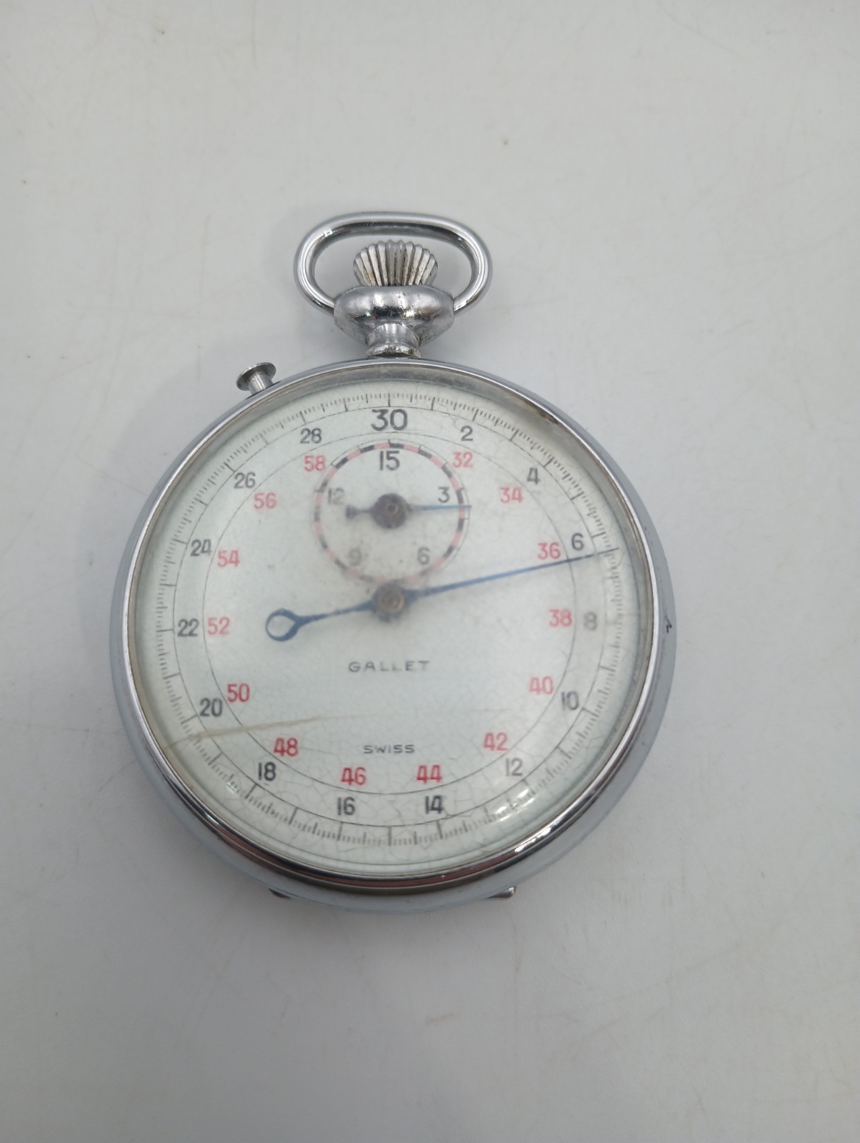 Vintage Gallet Swiss Stopwatch Tested And Working (Cracked Face)