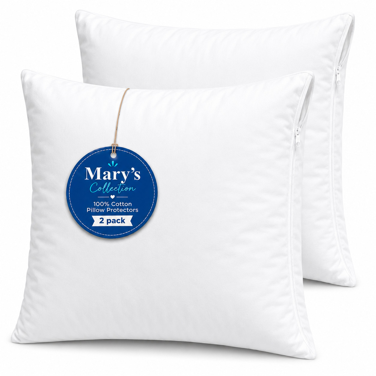 Throw Pillow Covers 22x22 With Zipper 2Pack Waterproof Hypoallerginic Oeko-Tex