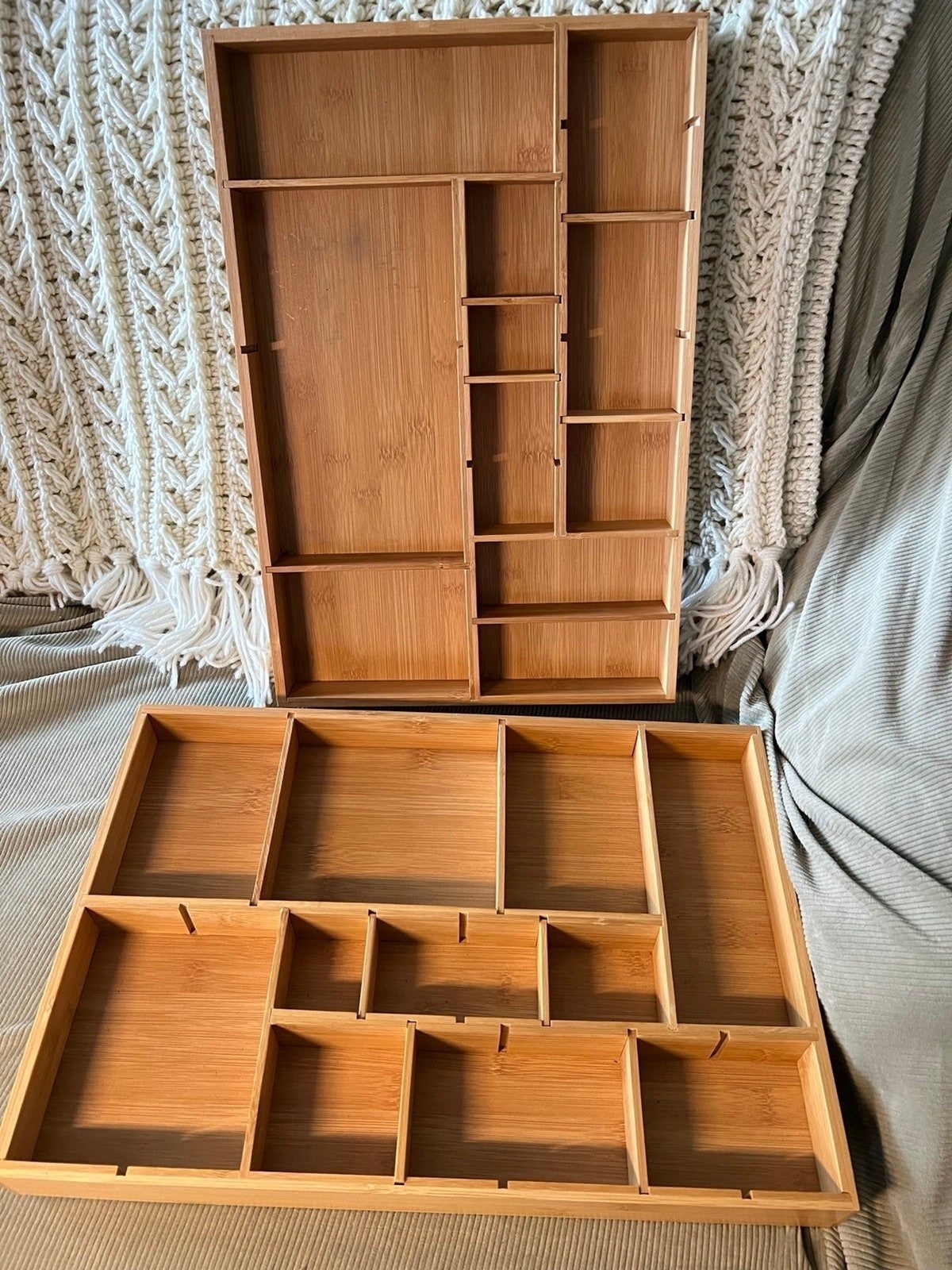 Bamboo Drawer Organizer Up to 11 Compartments - Set of 2 (Bx 6)