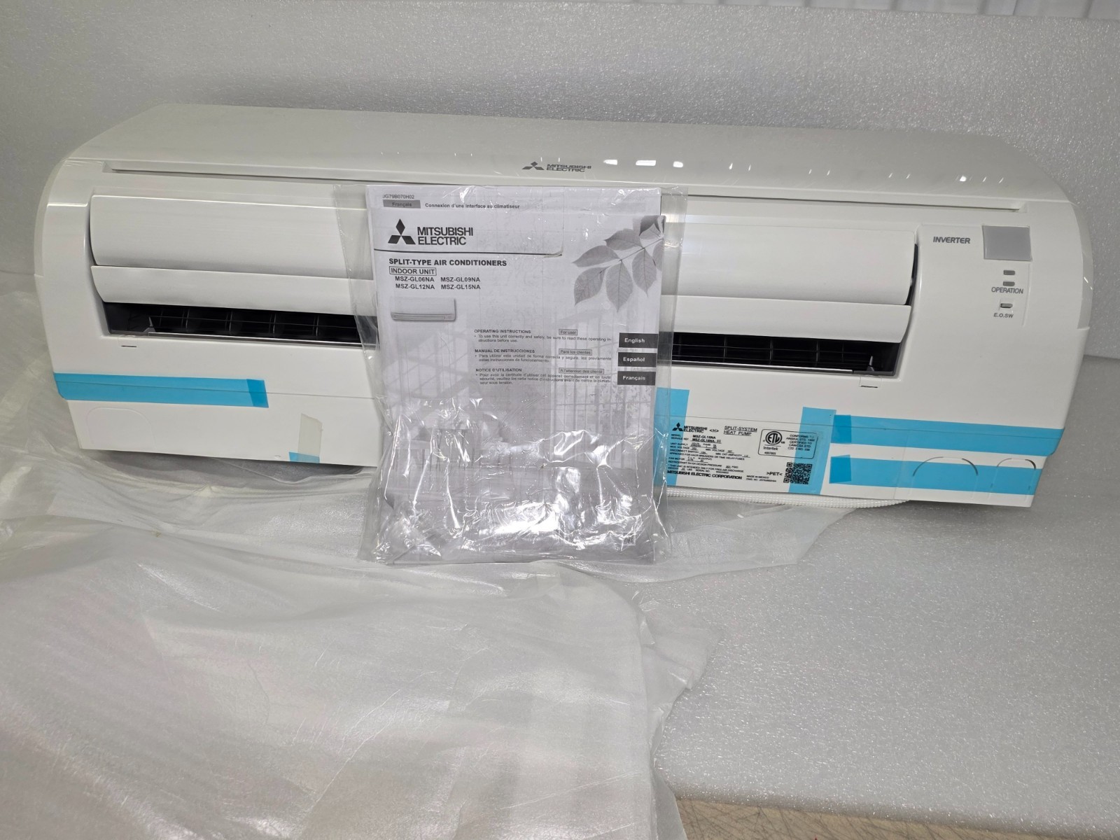 Mitsubishi Electric MSZ-GL15NA Wall-Mounted Indoor Unit 208/230V 1PH 60Hz