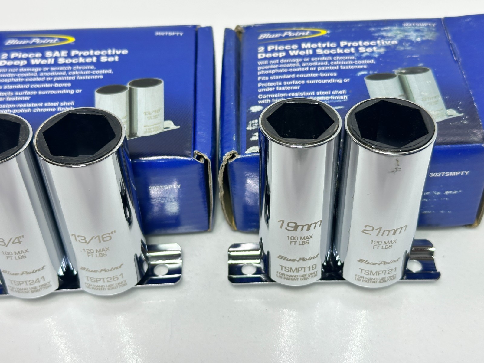 NEW Blue Point PROTECTIVE Thin Wall Metric & SAE Socket Set, 19-21mm & 3/4-13/16