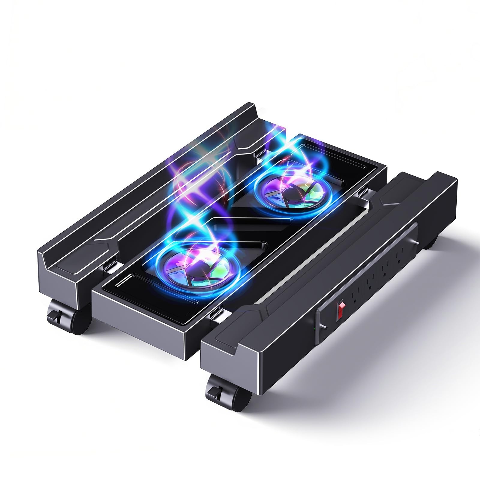 Computer Tower Stand with Dual Cooling Fans and Charging Station | Adjustable...